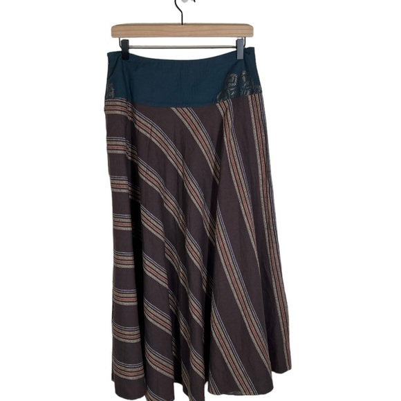 Armand Ventilo Striped Boho Maxi Linen Blend Full Skirt FR 40/  US 8 - Picture 5 of 7